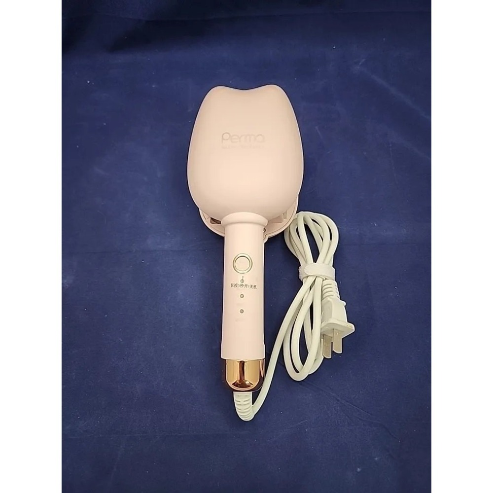 Perma Salon Designer Auto Hair Curler 3-Speed Cream Gold Dual Roller Iron‎